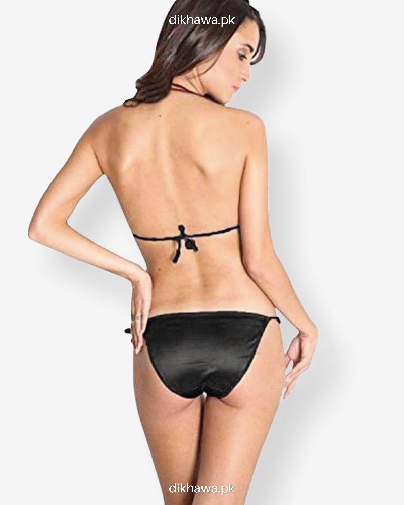 SILK PADDED BIKINI & SWIMWEAR - BLACK BIKINI